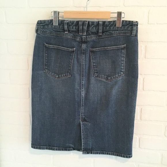 Lauren Ralph Lauren Vintage 90s Y2K Denim Pencil Skirt Dark wash Pockets 6 - Picture 7 of 9